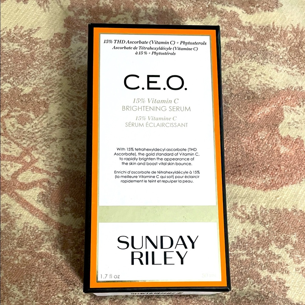 Sunday Riley C.E.O. Brightening Serum in Orange and White